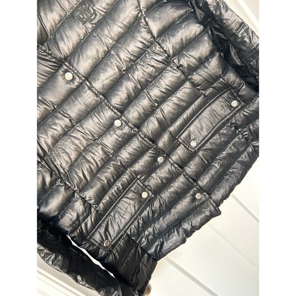 Lauren Ralph Lauren Women's down Snap Button Front Puffer Jacket Black Large - Picture 9 of 11